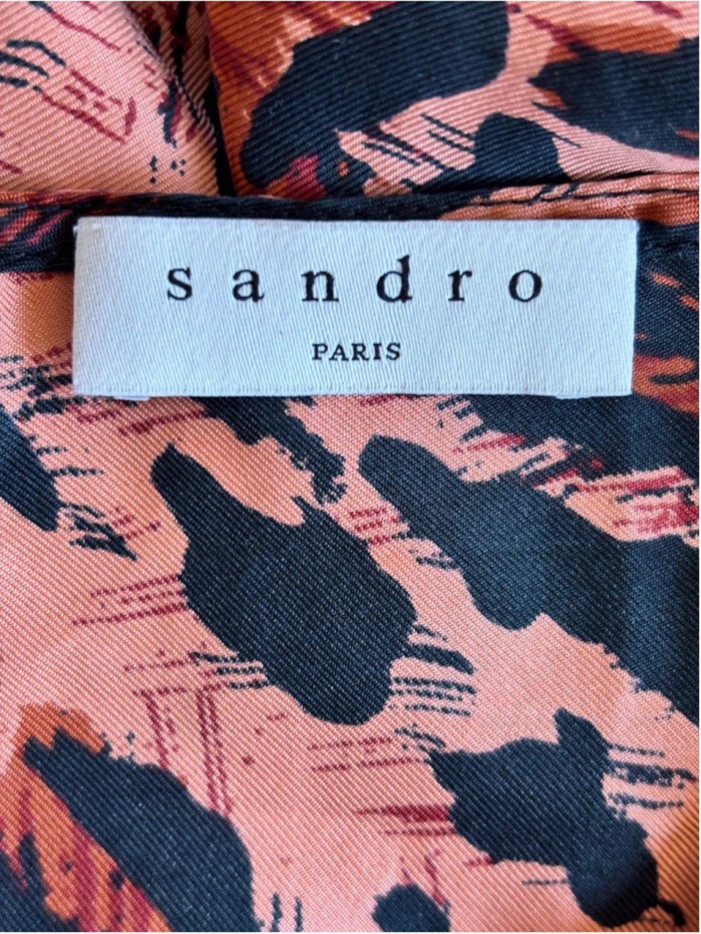 Sandro Paris Silk Leopard Print Dress FR 38 (M) V-Neck Puff Sleeve Mini Designer - Picture 5 of 9